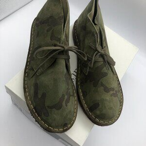 NEW J.CREW CREWCUTS MacAlister SUEDE BOOTS RUBBER SOLE CAMO Boy's Sz K5